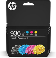 HP 936 Black, Cyan, Magenta, Yellow Ink Cartridges 4-Pack Works with Officej