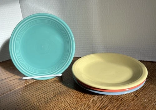 Lot of 4 Fiesta Ware HLC  Classic Rim Salad Plates 7 1/4" Pastel Colors