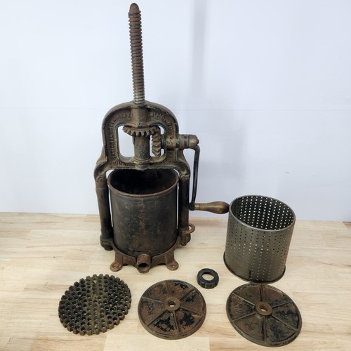 Antique Cast Iron National Specialty 1897 4qt Sausage Stuffer Fruit Press USA