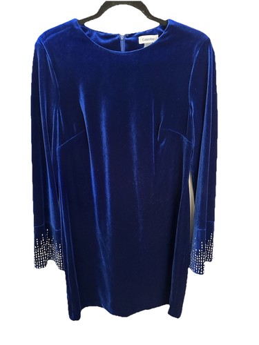 Calvin Klein Damen Gr. 10 Samt Etui mit verziertem Langarm dunkelblau - Bild 1 von 24