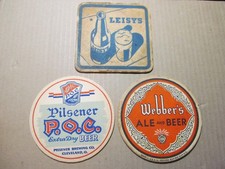 3 OHIO VINTAGE BEER COASTERS 2 CLEVELAND 1- WEBBER'S EAST LIVERPOOL OHIO OH