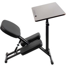 VIVO Ergonomic Kids' Kneeling Chair and Desk, Dark Wood Top, Black Chair