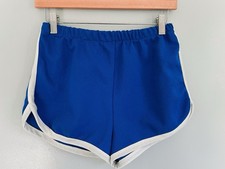 Vintage 1970s Sears Double Knit White Stripe Gym Shorts Cobalt Blue Size Medium