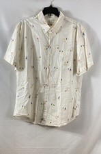 Camicia uomo J.Crew vestibilità classica con bottoni beige stampa barca a vela manica corta tg