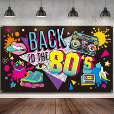 Back to the 80'S Party Banner Backdrop Decorations Supplies for Photography Back