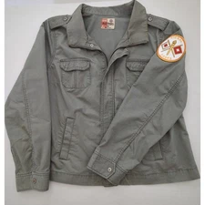 Ruff Hewn Gray Full Zip Jacket U.S. Army Signal Corps Patch Women's Size XL