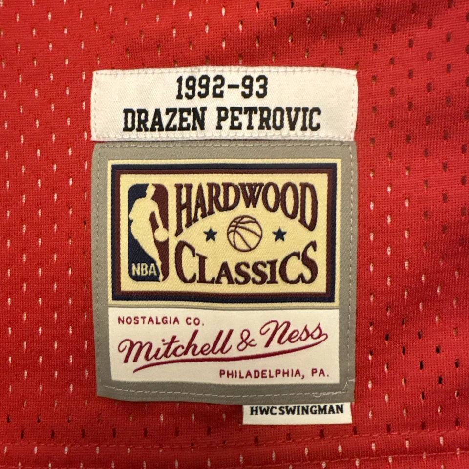 Men's New Jersey Nets Drazen Petrovic Mitchell & Ness Swingman Jersey L New $135 - Image 2 of 4