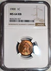 NGC MS-64 RB 1900 Indian Head Cent, Fiery, Predominately Red specimen!