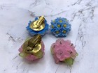 VTG Flower Screwback Clip Earrings 6 Pair Variety of Materials — photo 3