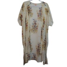 Band of Gypsies Cream Floral Open Front Sheer Kimono Duster Bohemian Size XS/S