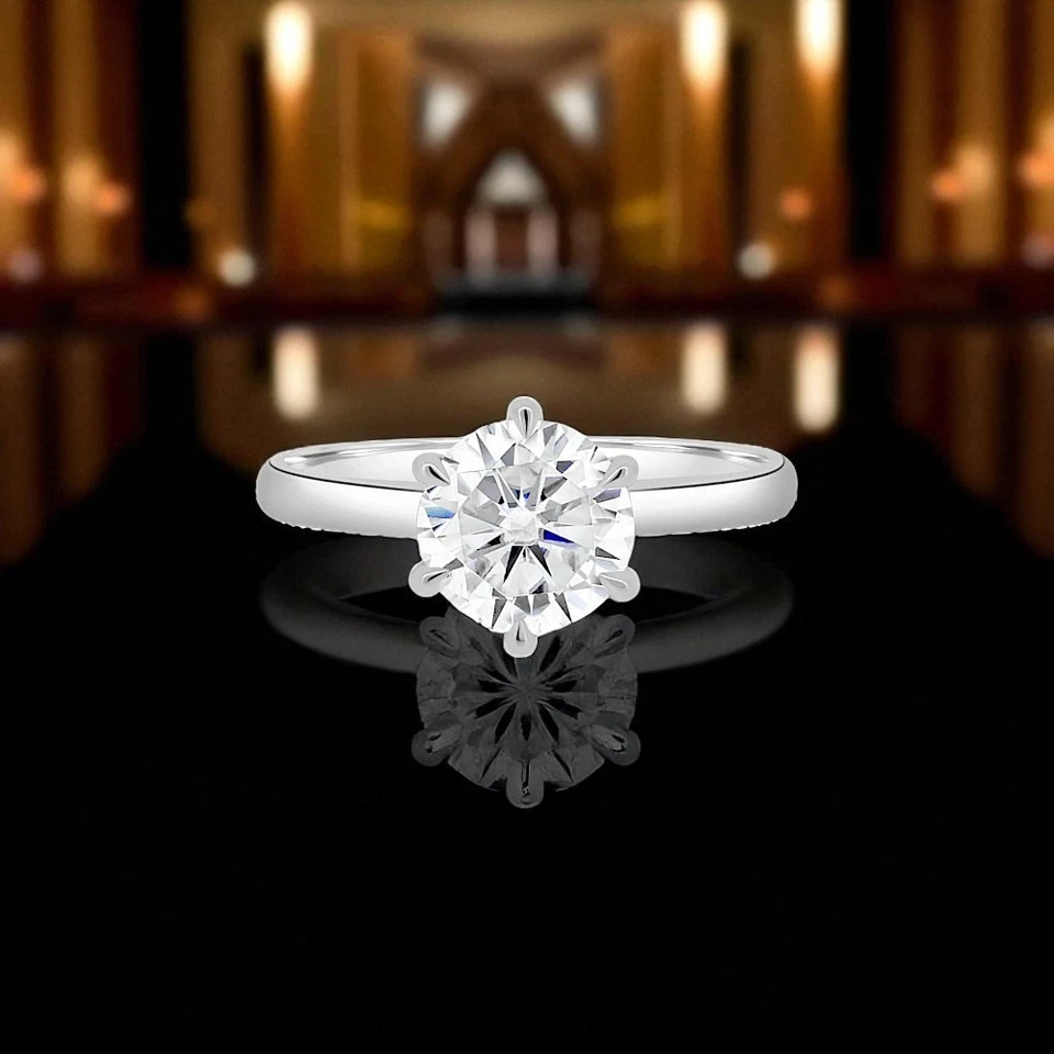 1.50 CT Round Cut Solitaire Diamond Engagement Ring IGI Lab Created 950 Platinum - Image 2 of 4