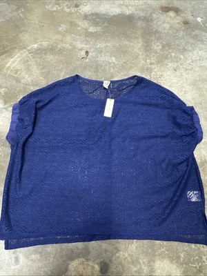 Anthropologie Akemi + Kin Blue Bratton Lace Top Stretch Boxy Fit size XS/S NEW