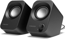 2pc 14W Stereo PC Speakers USB Powered Compact Size 30 Degree Tilt Black
