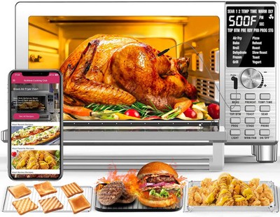 Nuwave Bravo XL w/Grill Air Fryer Toaster Smart Oven 30-Qt 50-500F Thermometer
