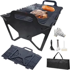 Slot Grill - Collapsible BBQ Grill For Easy Storage Steel, Stainless Steel Slot