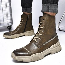 Men's Platform High-top Faux Leather Straps Non-slip Stylish Chelsea Booties