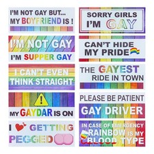 10pcs Funny Gay Lgbt Prank Bumper Stickers Magnetic Bumper Decals Funny Sticker