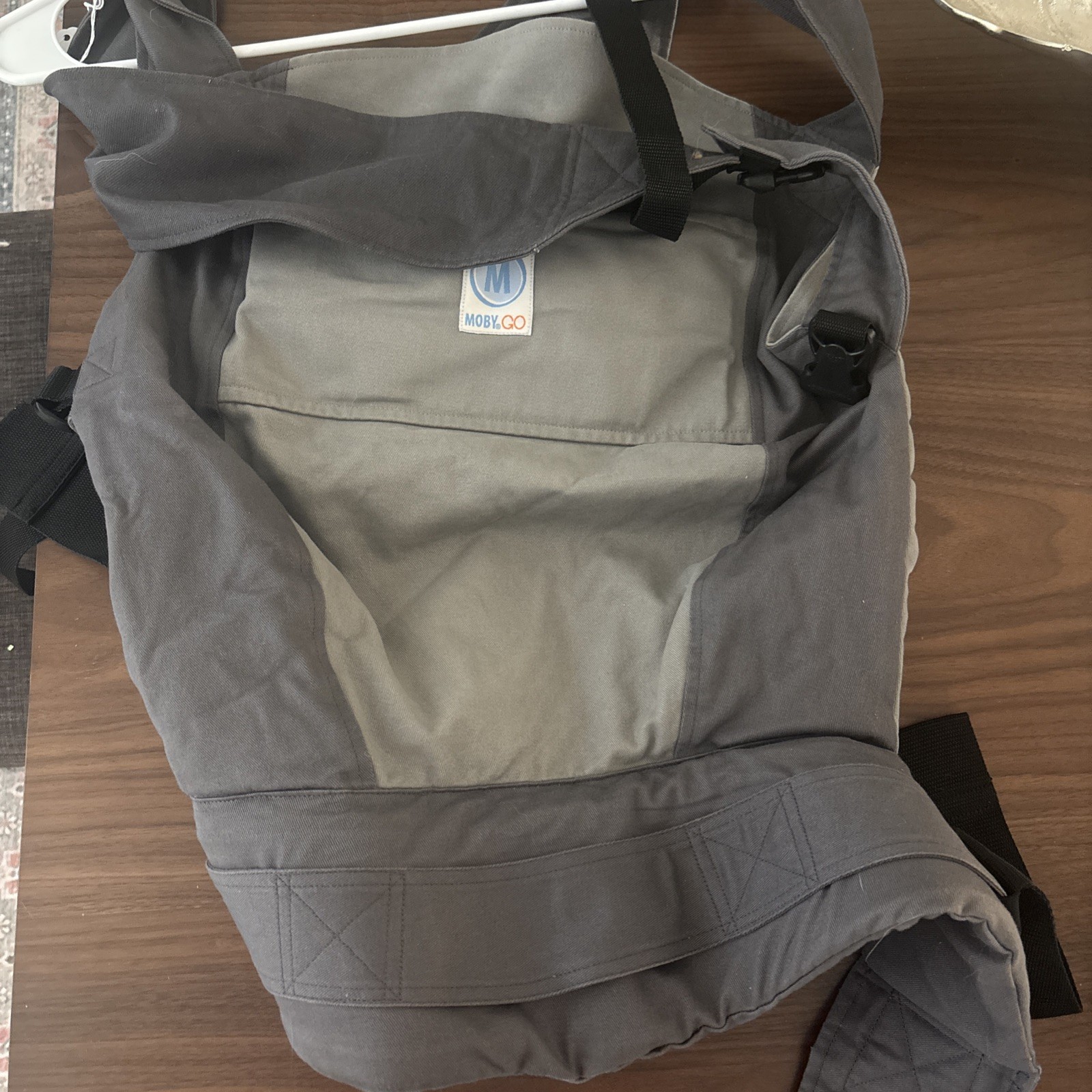 Moby Go Baby Carrier Grey 15-45 lbs Adjustable Front Back Carry Wearing