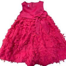 Princess Faith Kids Girls Red Satin Bow Petal Flower Dress Size 4