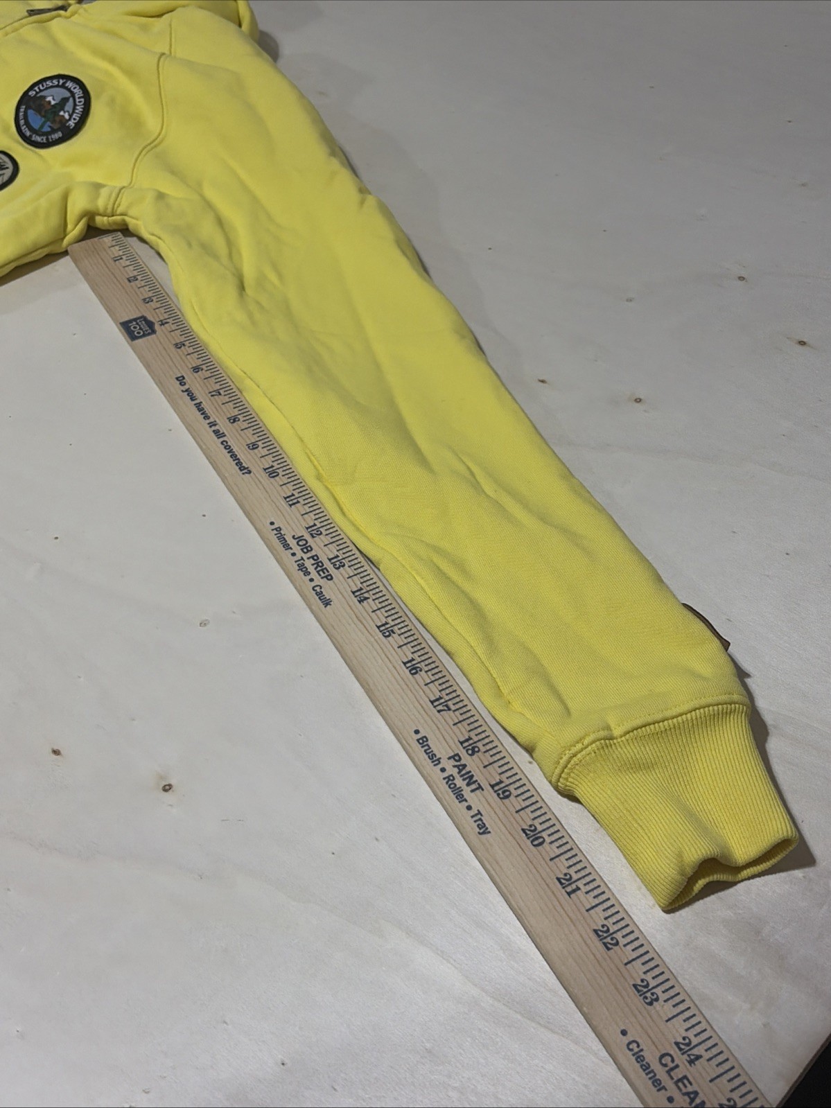 Stussy Size Small Yellow Full Zip Hoodie With Patches Campgrounds Camping 1980 thumbnail 10