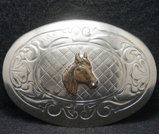XB19108 FANTASTIC VINTAGE 1970s  HORSE HEAD  ANIMAL ARTWORK MENS BELT BUCKLE