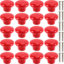 20 Pack Red Ceramic Cabinet Knobs, 1.26Inch/32mm Drawer Dresser Knob Pulls with