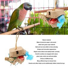 Bird Foraging Box Toys Buntes Zerreißen Papier Sola Holz Rattan Ball Gras Seil P