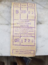 Biglietto Bus Londra Vintage - London Transport Ticket - Gibson Machine - 70/80