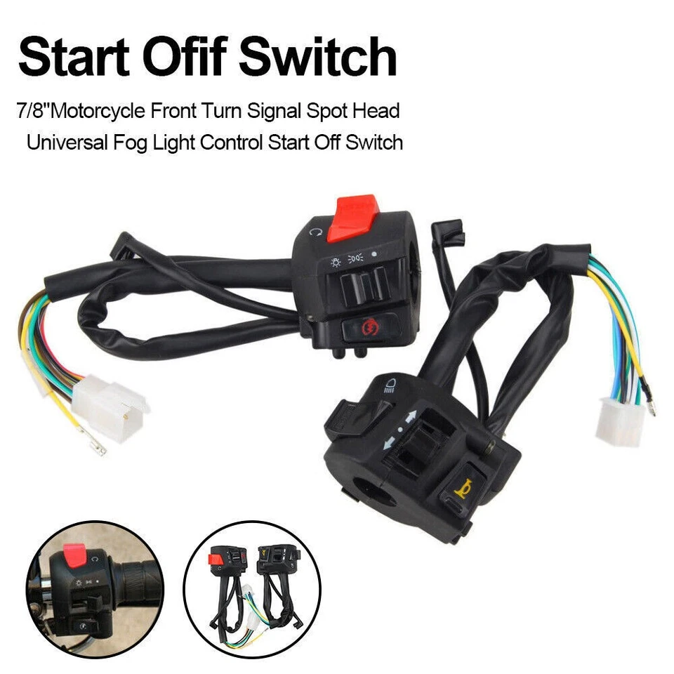 7/8" Motorcycle Handle Bar Left Right Switches Horn Turn Signal Switch - Image 4 of 4