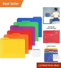 6-Pack Colorful 1/3 Cut Plastic File Folders for Effective Document Organization