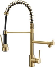 Spring Kitchen Faucet Gold Pull Down Sprayer Commercial Two Nozzle