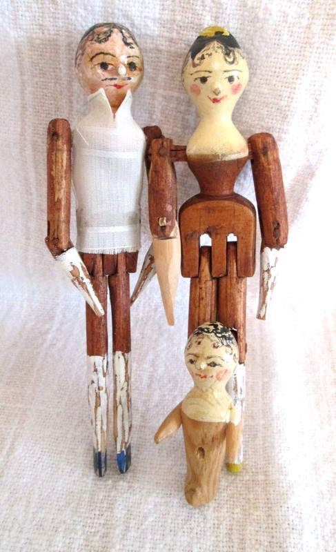 Sweet Doll Artist OOAK Tuck Comb Grodnertal Peg Wooden Doll Family