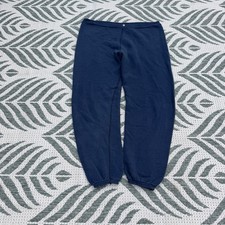 Vintage 50s 60s Fleece Sweatpants Sz 33x28 Navy Expansion Gusset Overstitch USA