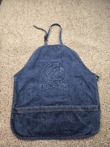 Buc-ee's Denim Apron Adults One Size Blue Embossed Cotton USA Made