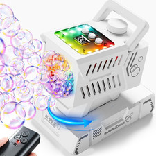 Bubble Machine with Remote Control, Auto Rotation 11 RGB Lights