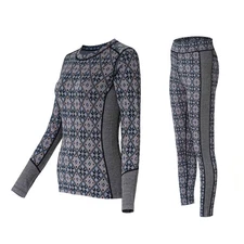 Merino Wool Base Layer Set for Women 100% Merino Wool Thermal Underwear Set g...