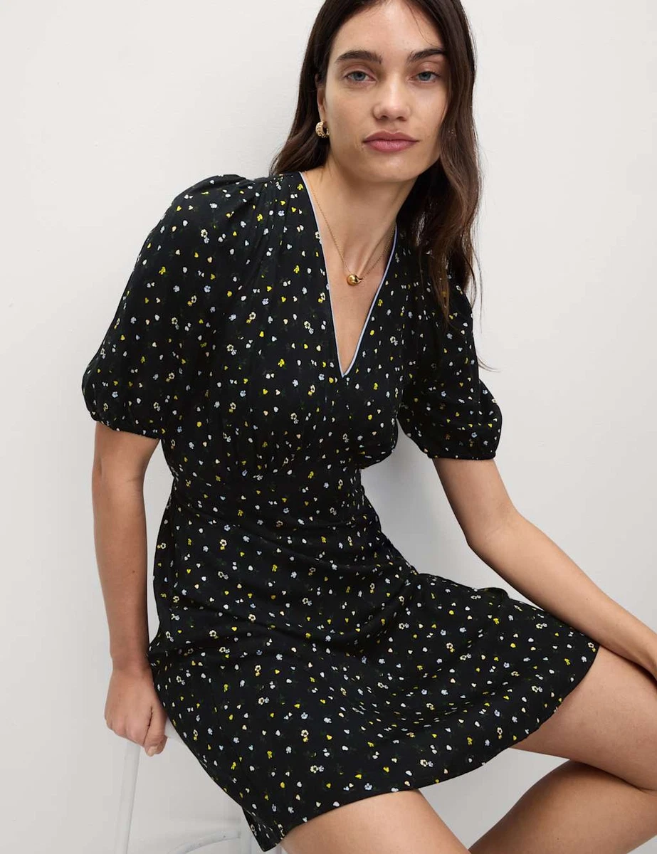Buy V&A I Love & Roses Pink Floral Printed Metallic Ruffle V-Neck Midi Dress from the UK online shop