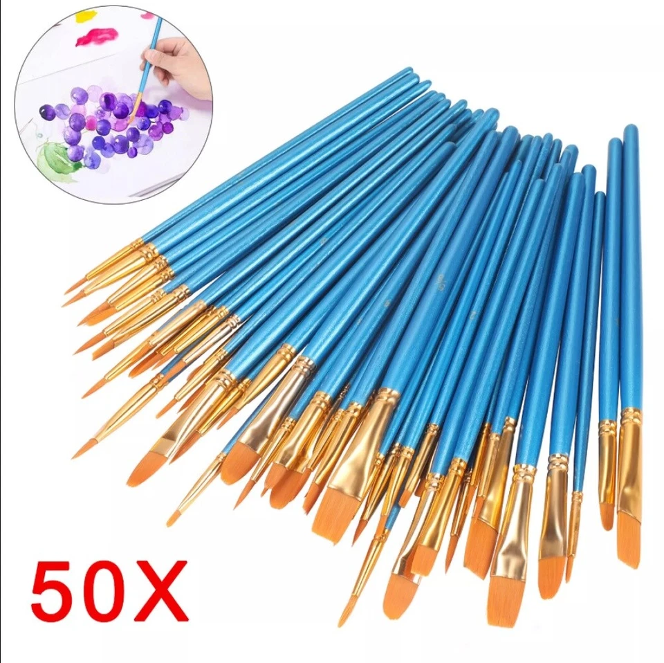50 Pinsel Set Pinselset extra fein Pinsel Acryl Aquarell Modellbau Flachpinsel - Bild 2 von 4
