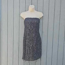 Wild Fable Size Large Sequin Fringe Tube Dress Pewter New