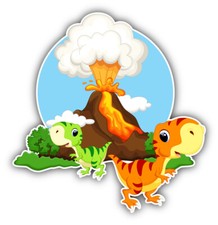 Funny Dinosaur Baby Volcano Car Bumper Sticker Decal