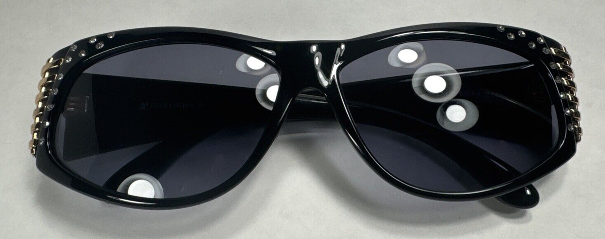 Courrèges Paris Oversized Shield Sunglasses Black Rhinestone France Courreges 8516 A32 flat top sunglasses made in France, 80s main image 2