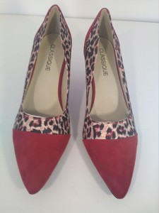 red dress animal print shoes