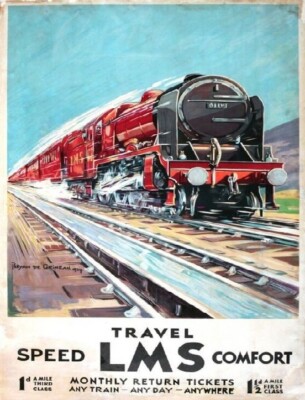 LMS Speed & Comfort Railway Railroad Train Travel Ad Poster Photo 24X36