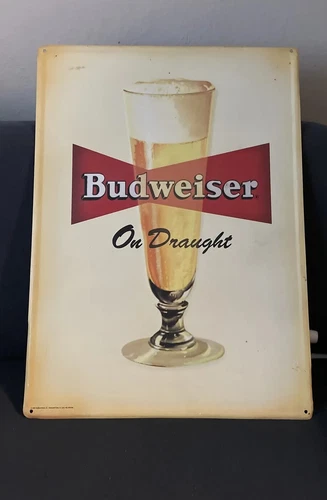 BUDWEISER PILSNER ON DRAUGHT METAL SIGN 24X 17 vintage ANTIQUE LOOK 2005
