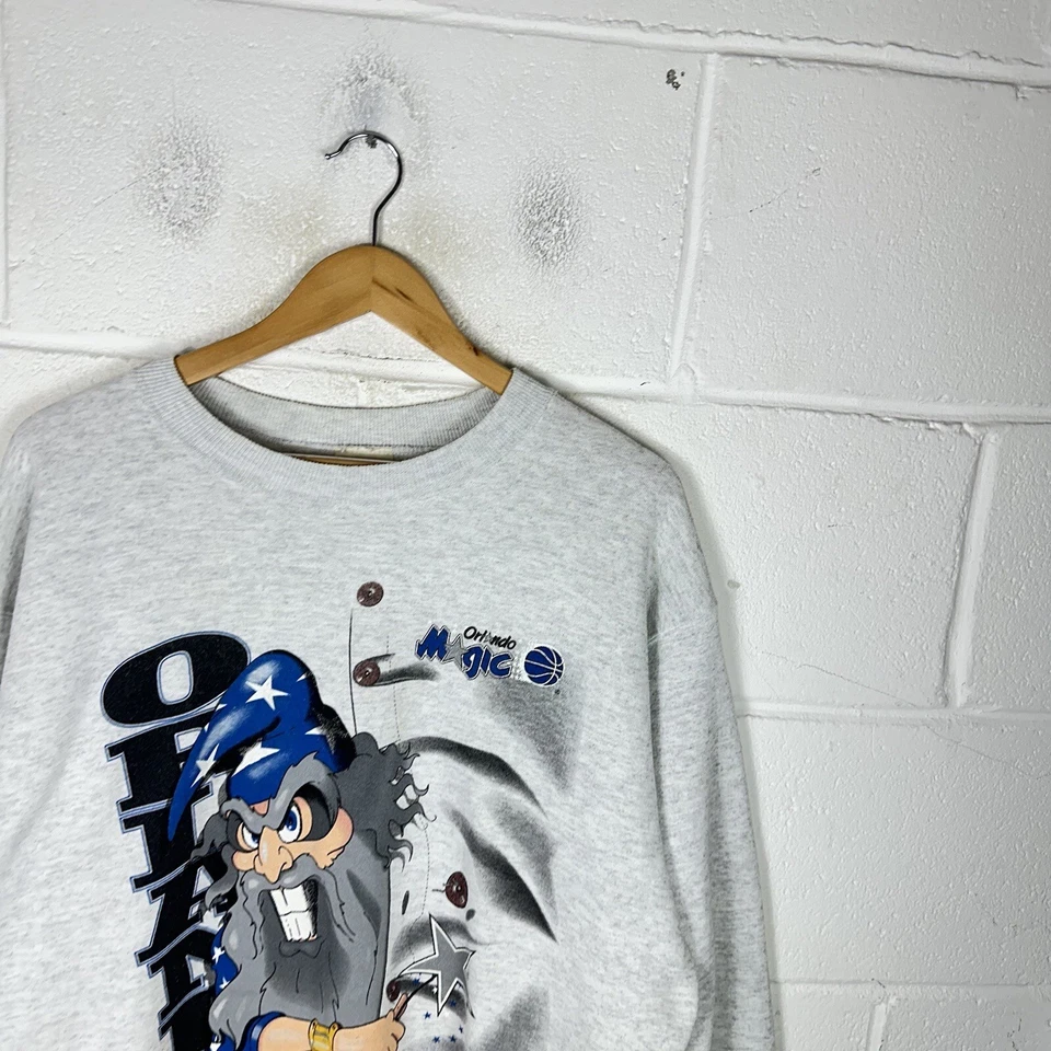 Vintage Orlando Magic Sweatshirt Mens Large Grey Nutmeg Wizard Crewneck 90s NBA* — 第 4/4 张图片