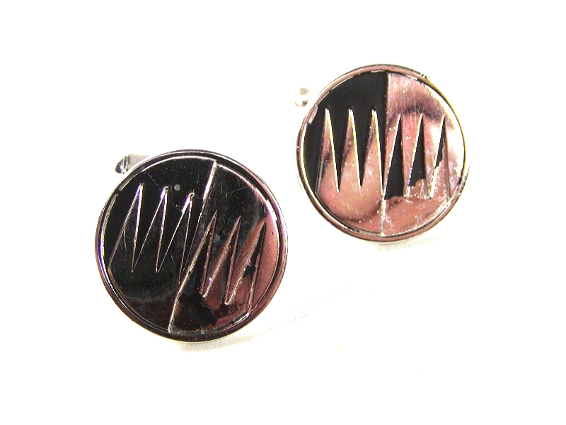 Boutons De Manchette Vintage Argentés SWANK 31516 - Occasion En Bon état, Style Habillé