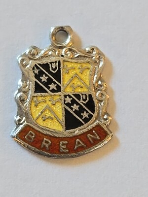 Sterling Silber ~ BREAN Charm ~ Travel Shield Emaille ~ VINTAGE!
