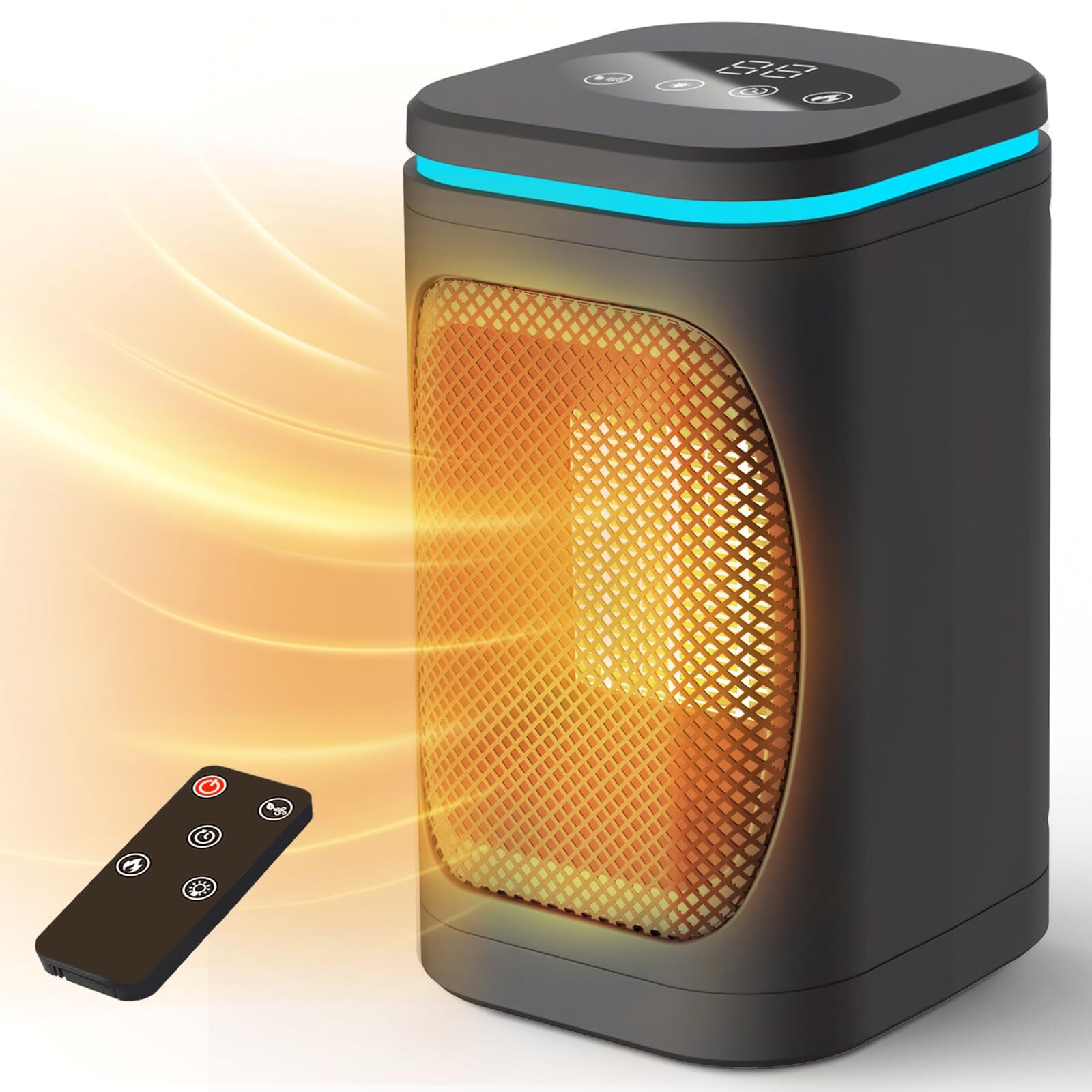 Portable Space Heater for Indoor Use - 1000W PTC Electric Heater with Colored...