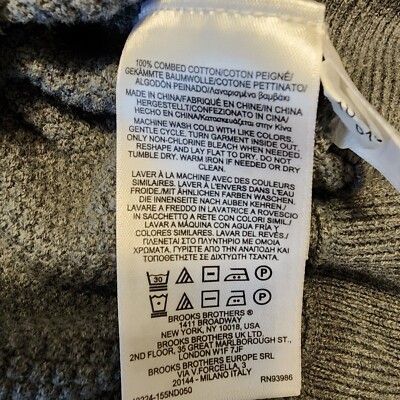 a％ Brooks Brother, Man 1/4 Zip Knit Top, Size L, Blue and Gray, Fall