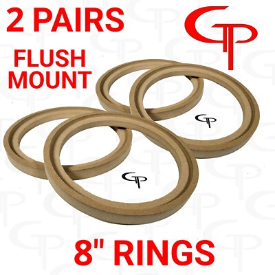 2 Pairs Flush Mount 8 inch Speaker Rings MDF GP Car Audio Mounting Spacer  